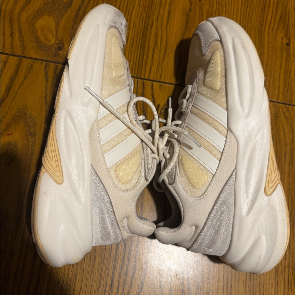 Adidas Cream and White Athletic Shoes